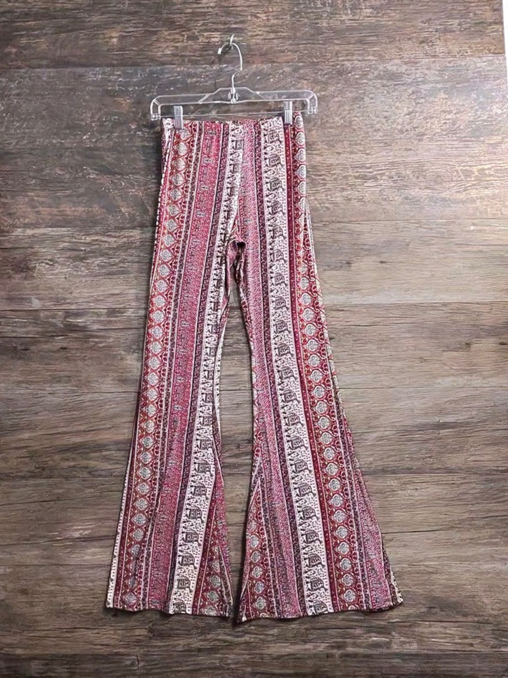 Windsor Burgundy & Cream Striped Elephant Flare Pants